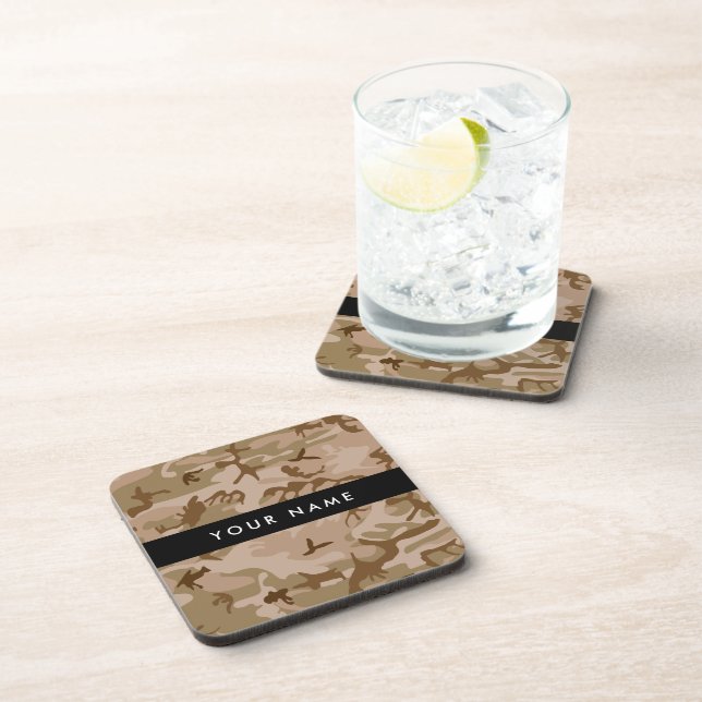 Desert Camouflage Pattern, Your name, Personalise Coaster (Right Side)
