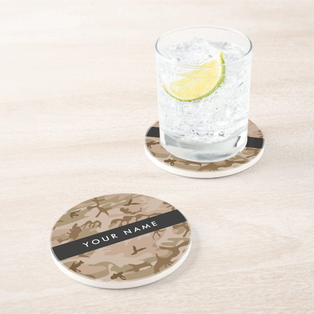 Desert Camouflage Pattern, Your name, Personalise Coaster (Side)