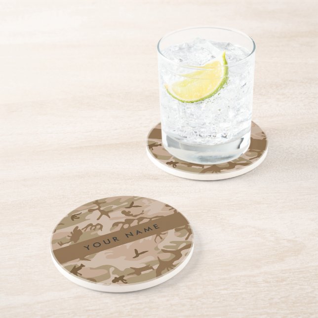 Desert Camouflage Pattern, Your name, Personalise Coaster (Side)