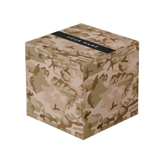 Desert Camouflage Pattern, Your name, Personalise Cube (Front Angled)