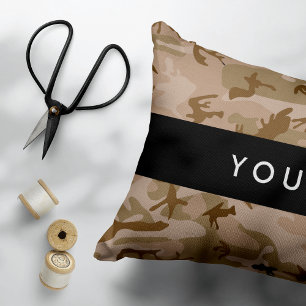 Desert Camouflage Pattern, Your name, Personalise Decorative Cushion