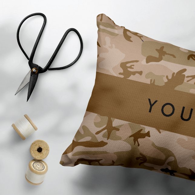 Desert Camouflage Pattern, Your name, Personalise Decorative Cushion (Creator Uploaded)