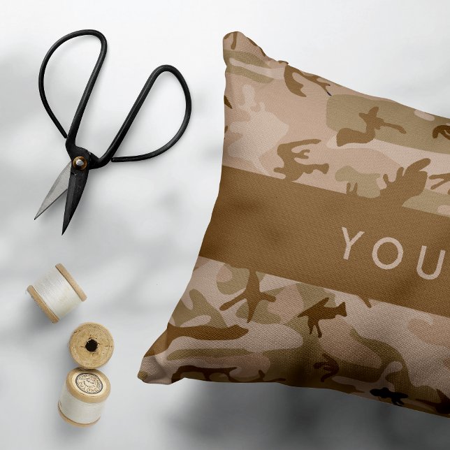 Desert Camouflage Pattern, Your name, Personalise Decorative Cushion (Creator Uploaded)