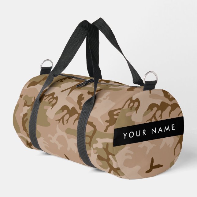 Desert Camouflage Pattern, Your name, Personalise Duffle Bag (Left Corner)