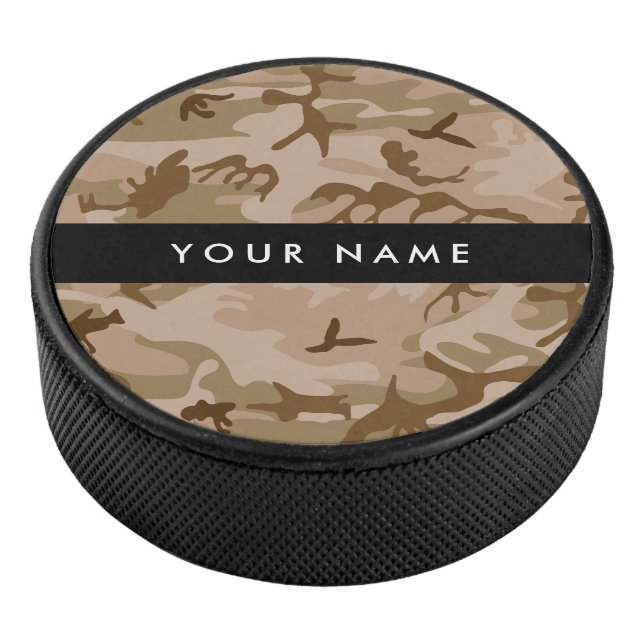 Desert Camouflage Pattern, Your name, Personalise Hockey Puck (3/4)