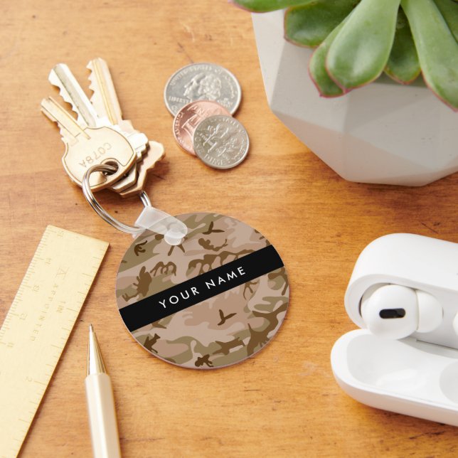 Desert Camouflage Pattern, Your name, Personalise Key Ring (Desk)