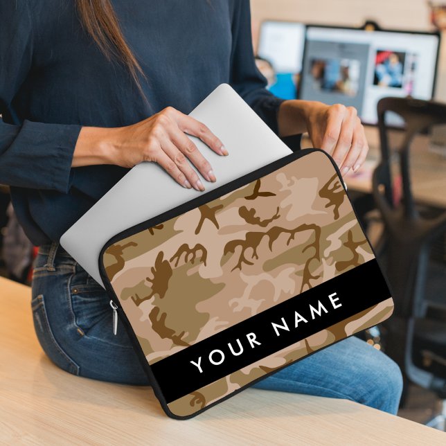Desert Camouflage Pattern, Your name, Personalise Laptop Sleeve (Creator Uploaded)