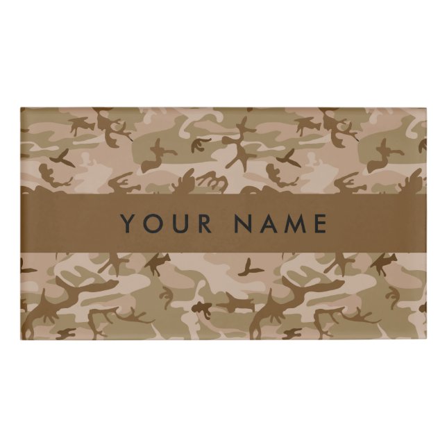 Desert Camouflage Pattern, Your name, Personalise Name Tag (Front)