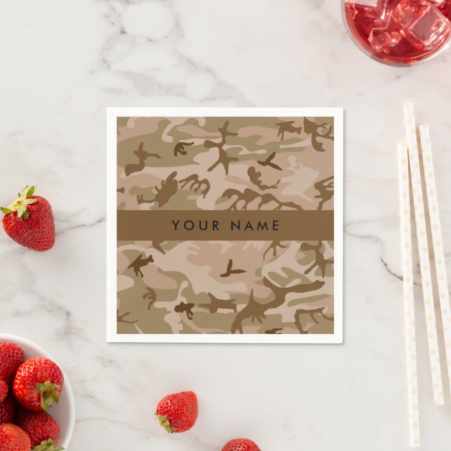 Desert Camouflage Pattern, Your name, Personalise Napkin (Insitu)