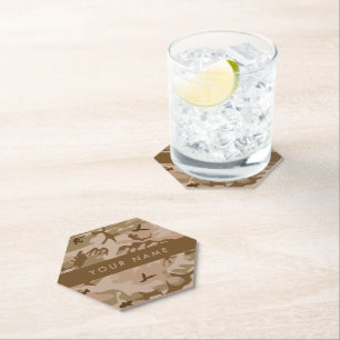 Desert Camouflage Pattern, Your name, Personalise Paper Coaster