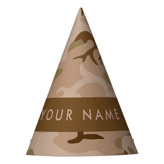 Desert Camouflage Pattern, Your name, Personalise Party Hat (Front)