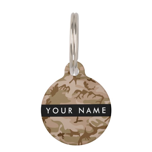 Desert Camouflage Pattern, Your name, Personalise Pet Tag (Front)