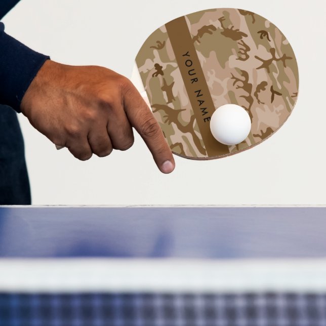 Desert Camouflage Pattern, Your name, Personalise Ping Pong Paddle (Insitu)
