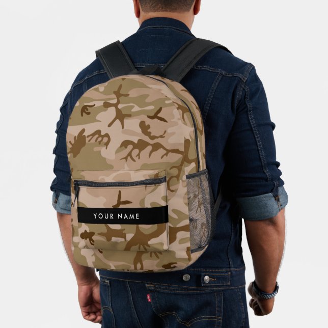 Desert Camouflage Pattern, Your name, Personalise Printed Backpack (Insitu (Model))
