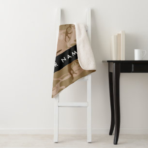 Desert Camouflage Pattern, Your name, Personalise Sherpa Blanket