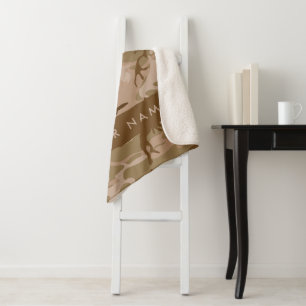 Desert Camouflage Pattern, Your name, Personalise Sherpa Blanket
