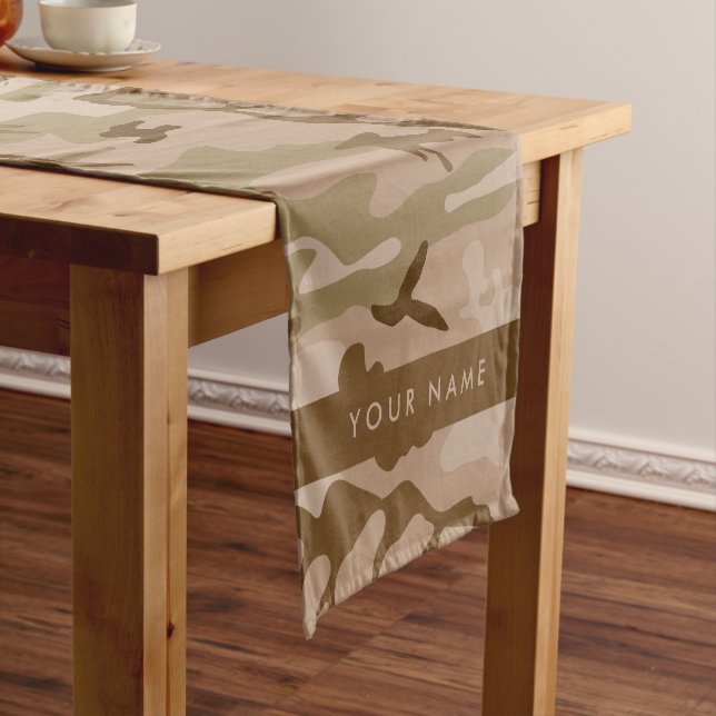 Desert Camouflage Pattern, Your name, Personalise Short Table Runner (In Situ)