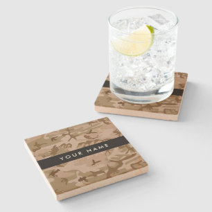 Desert Camouflage Pattern, Your name, Personalise Stone Coaster
