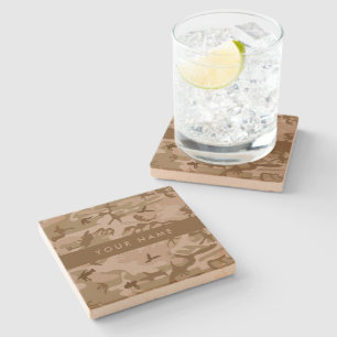 Desert Camouflage Pattern, Your name, Personalise Stone Coaster