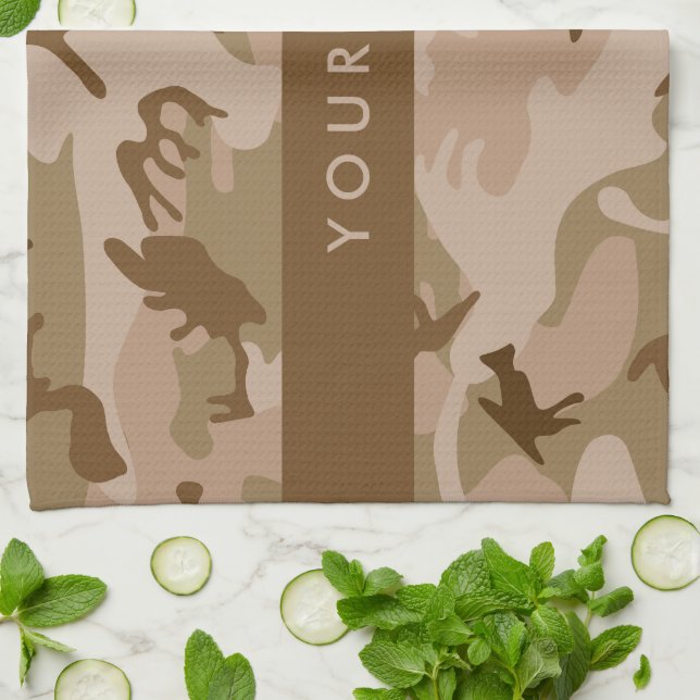 Desert Camouflage Pattern, Your name, Personalise Tea Towel (Folded)