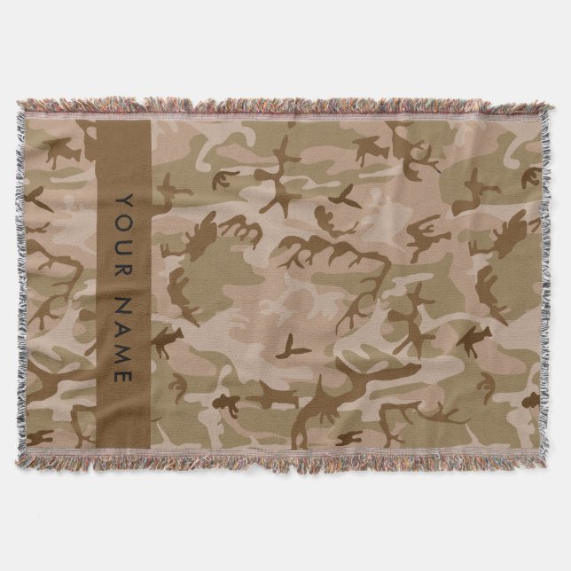 Desert Camouflage Pattern, Your name, Personalise Throw Blanket (Front)