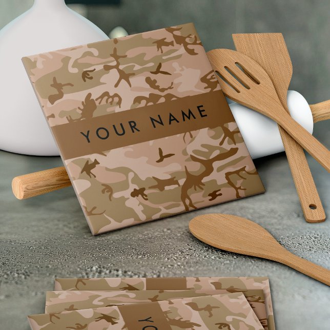 Desert Camouflage Pattern, Your name, Personalise Tile (Creator Uploaded)