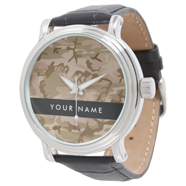 Desert Camouflage Pattern, Your name, Personalise Watch (Angled)