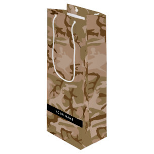 Desert Camouflage Pattern, Your name, Personalise Wine Gift Bag