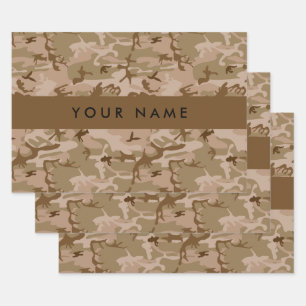 Desert Camouflage Pattern, Your name, Personalise Wrapping Paper Sheet