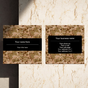 Desert Camouflage Pebbles, Military Pattern, Army Square Business Card