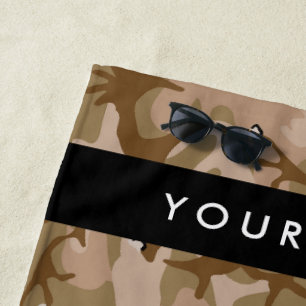 Desert Camouflage Pebbles, Your name, Personalise Beach Towel
