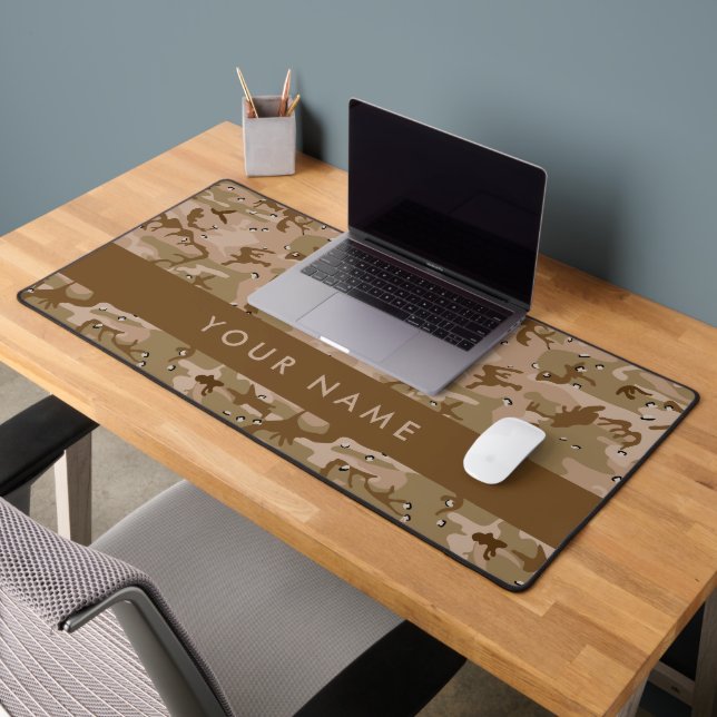 Desert Camouflage Pebbles, Your name, Personalise Desk Mat (Office 2)
