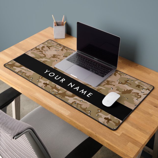 Desert Camouflage Pebbles, Your name, Personalise Desk Mat (Office 2)
