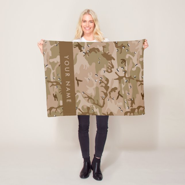 Desert Camouflage Pebbles, Your name, Personalise Fleece Blanket (In Situ)