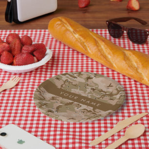 Desert Camouflage Pebbles, Your name, Personalise Paper Plate
