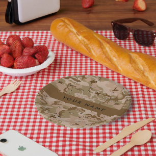Desert Camouflage Pebbles, Your name, Personalise Paper Plate