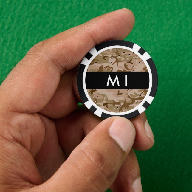 Desert Camouflage Pebbles, Your name, Personalise Poker Chips (Hand)