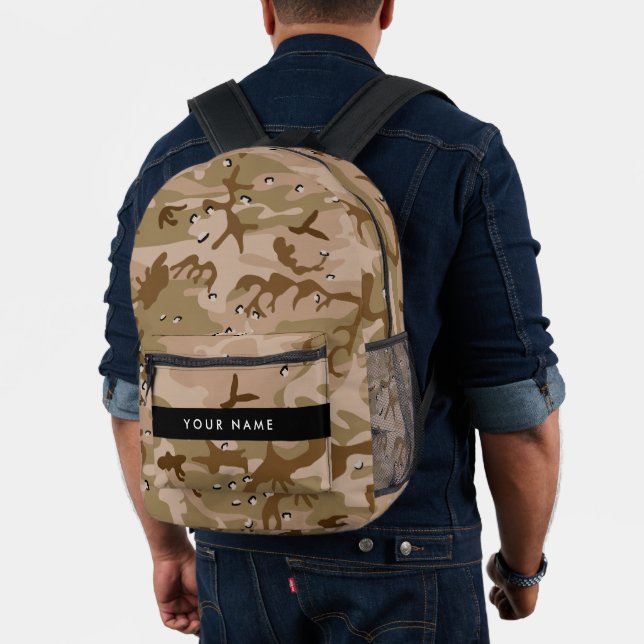 Desert Camouflage Pebbles, Your name, Personalise Printed Backpack (Insitu (Model))