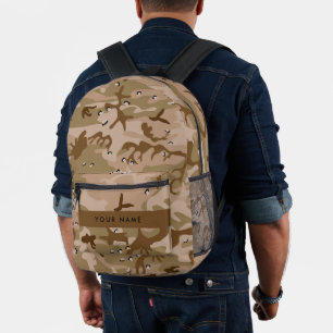 Desert Camouflage Pebbles, Your name, Personalise Printed Backpack