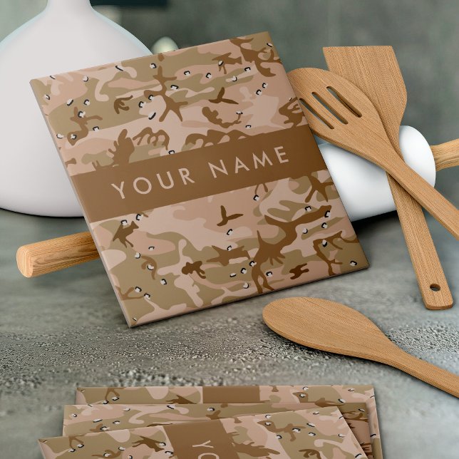 Desert Camouflage Pebbles, Your name, Personalise Tile (Creator Uploaded)