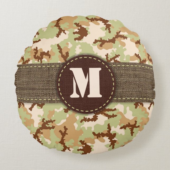 Desert camouflage round cushion (Front)