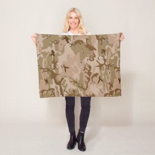 Desert Camouflage With Pebbles, Military, Army Fleece Blanket