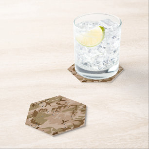 Desert Camouflage With Pebbles, Military, Army Paper Coaster