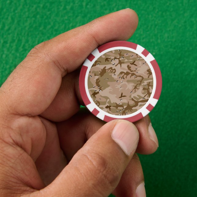 Desert Camouflage With Pebbles, Military, Army Poker Chips (Hand)