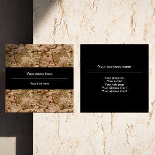 Desert Camouflage With Pebbles, Military, Army Square Business Card