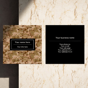 Desert Camouflage With Pebbles, Military, Army Square Business Card