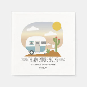 Desert Camper Clothesline Blue Baby Shower Napkin