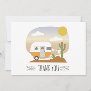 Desert Camper Clothesline Orange Baby Shower Thank You Card