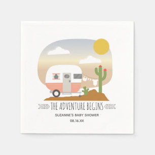 Desert Camper Clothesline Pink Baby Shower Napkin
