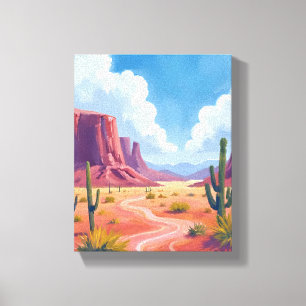 Desert Canyon Cactus Nature Landscape Canvas Print